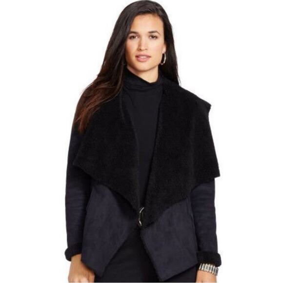 Lauren Ralph Lauren Jackets & Blazers - Lauren Ralph Lauren Black Sherpa Lined Faux Suede Jacket Size Petite Small